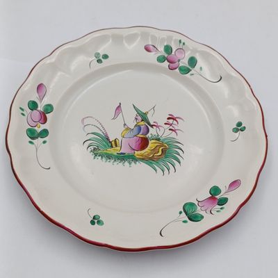 Vintage St Clement France Hand Painted Chinese style porcelain plate