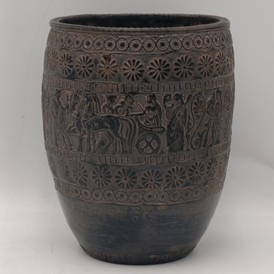 Vintage Greek handmade ceramic vase
