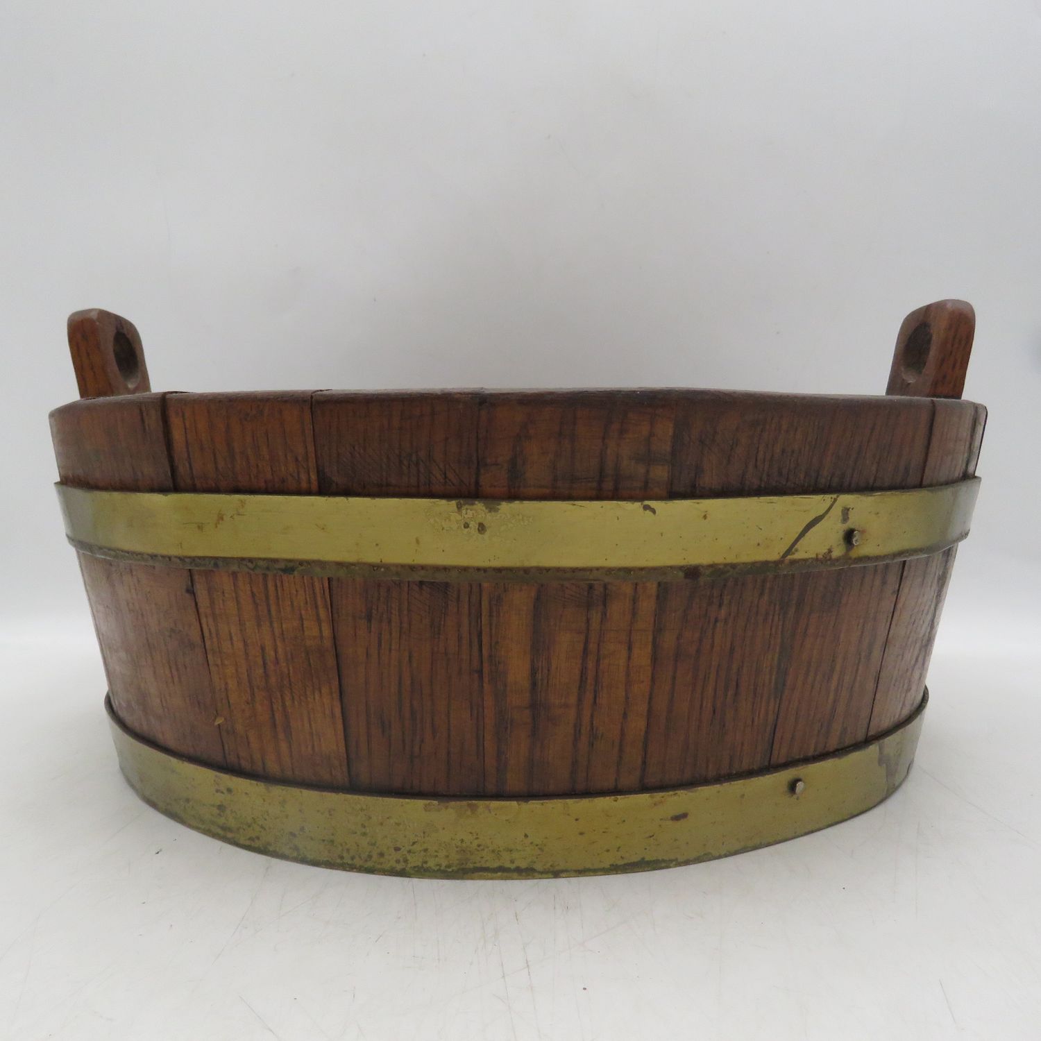 Antique brass bound wooden balie - possibly 1800's