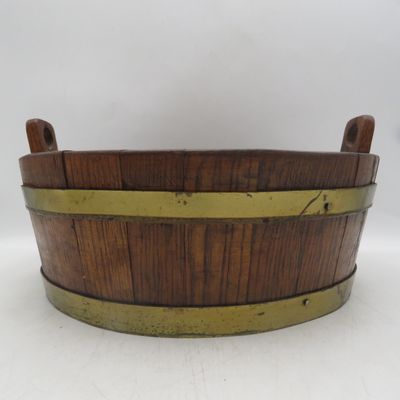 Antique brass bound wooden balie - possibly 1800's