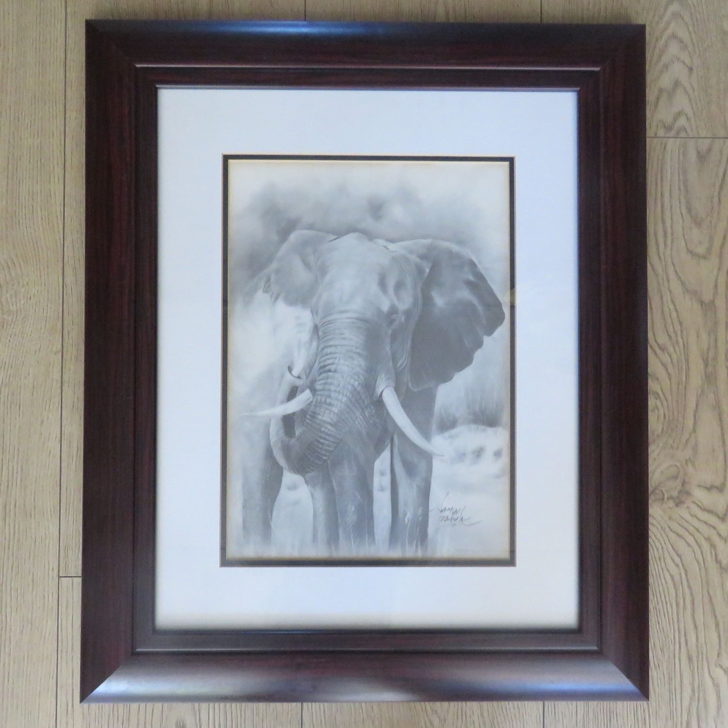 Beautiful Elephant print in frame by Samuel Tafula