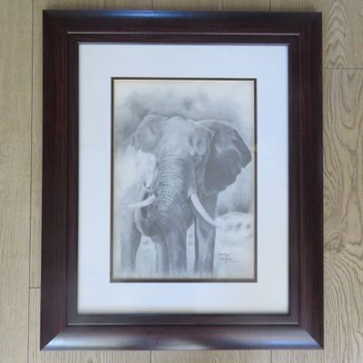 Beautiful Elephant print in frame by Samuel Tafula