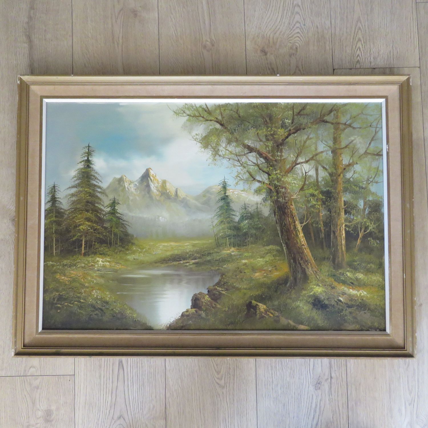 Landscape oil paint in frame by unknown artist