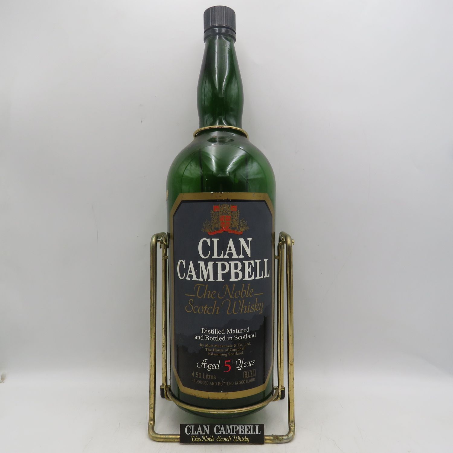 Clan Campbell Scotch Whisky 4.5lt glass bottle on tipping stand - Empty