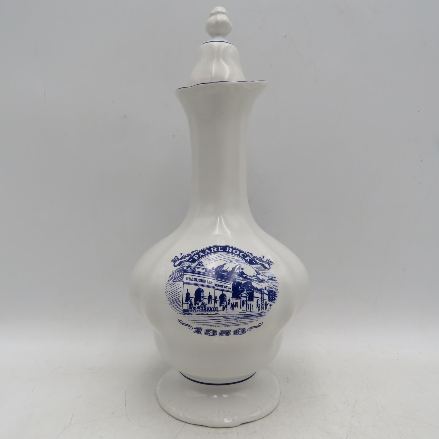 Vintage Paarl Rock Brandy porcelain decanter with lid