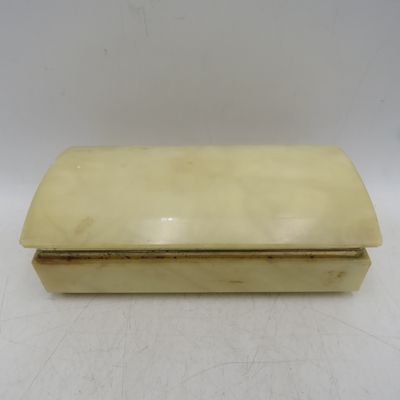 Vintage Italian alabaster jewellery trinket box with lid - some small marks