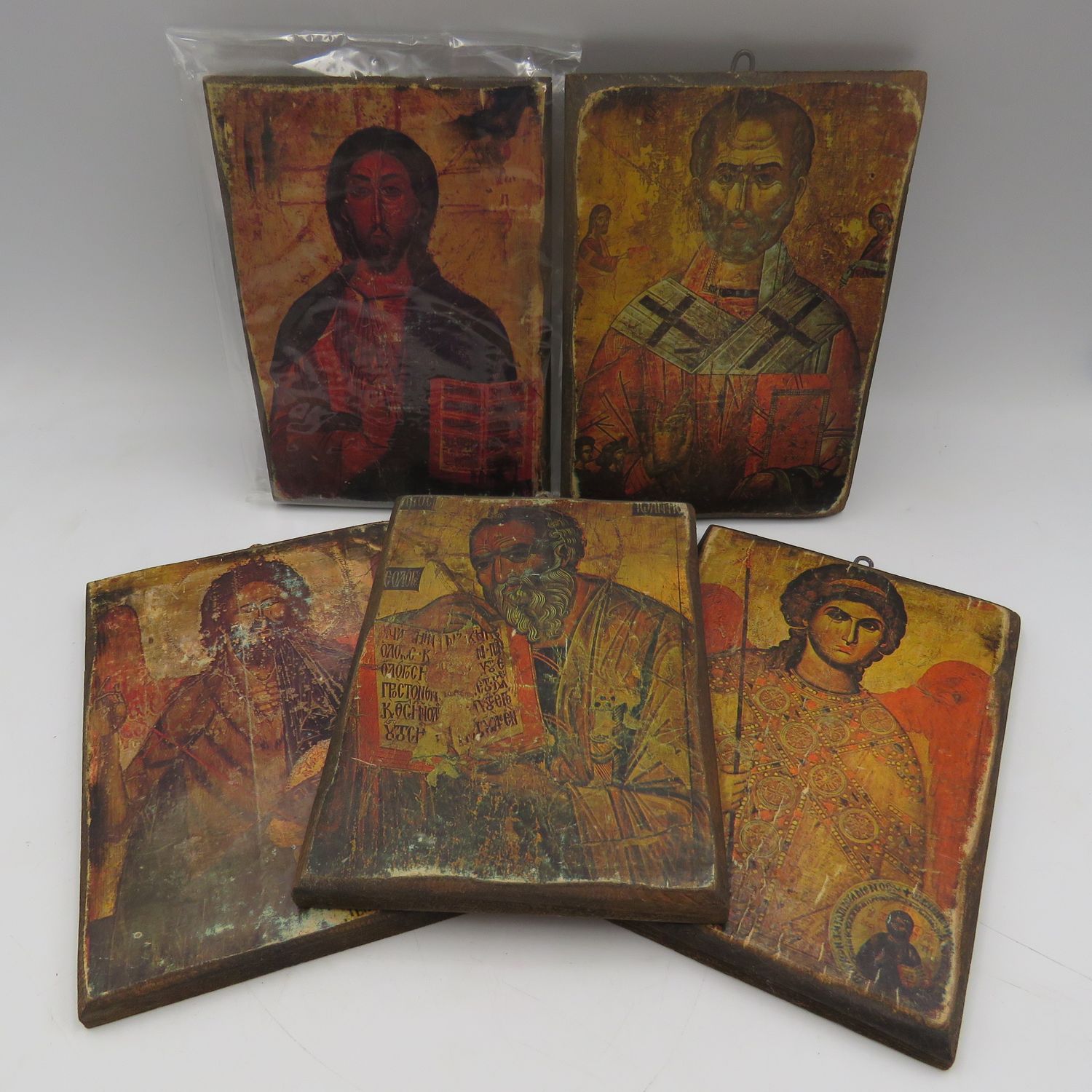 Set of 5 Kolossi Refugee camp cyprus religious icons