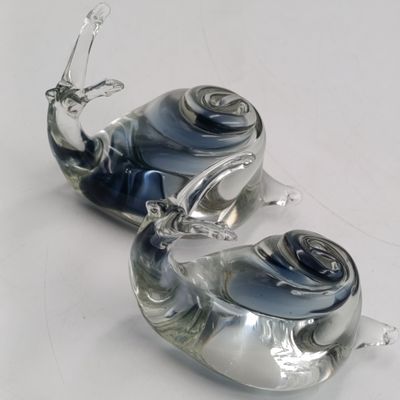 Pair of handmade glass snails