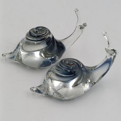 Pair of handmade glass snails