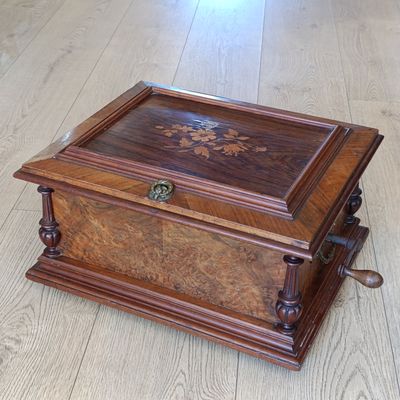 Antique wooden mechanical music box - circa 1900 - from the Alan Logie, Windhoek collection