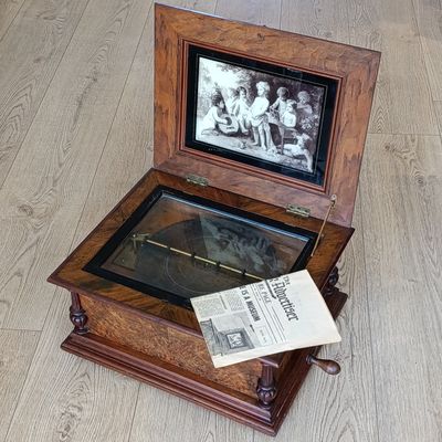 Antique wooden mechanical music box - circa 1900 - from the Alan Logie, Windhoek collection
