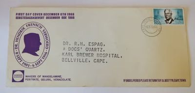HF Verwoerd 6/12/1966 first day cover - Scarce