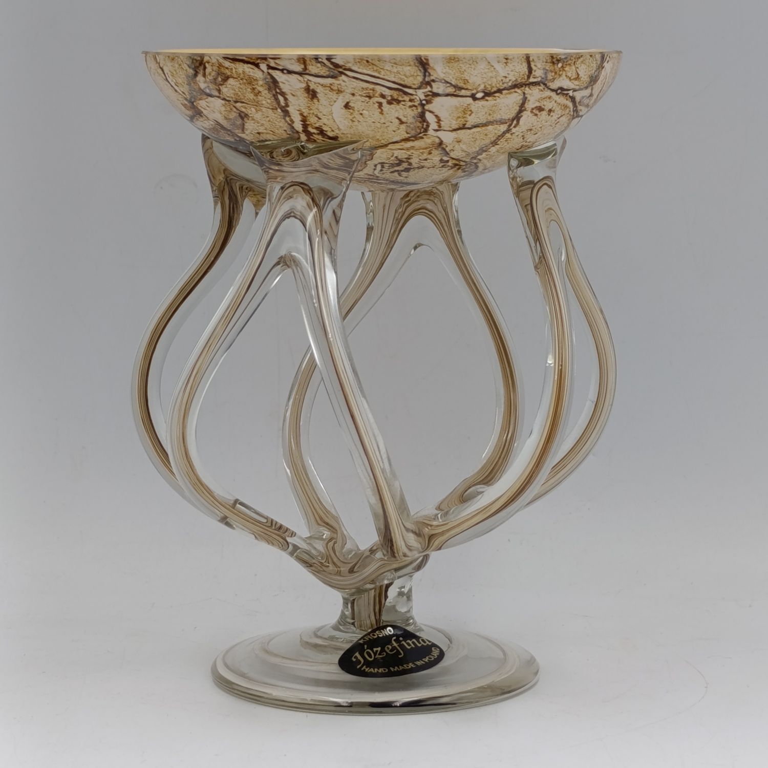 Jozefina Krosno multi-layer hand blown glass Medusa cup