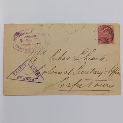 Boer War postal cover to the Colonial secretary's office in Cape Town