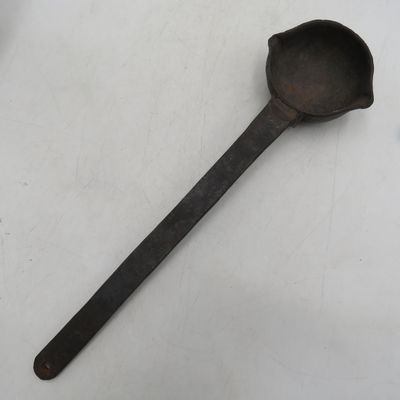 Antique Iron ladle for melting lead for bullet making - Length 44cm