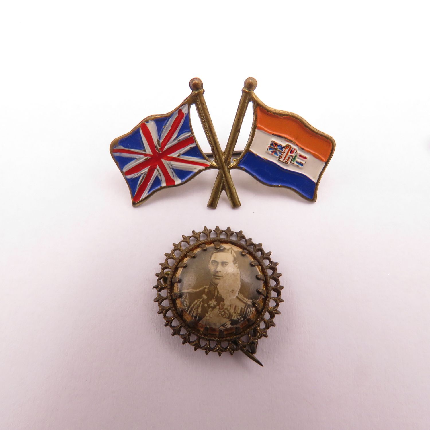 Vintage King George VI Royal visit to South Africa pin badge set