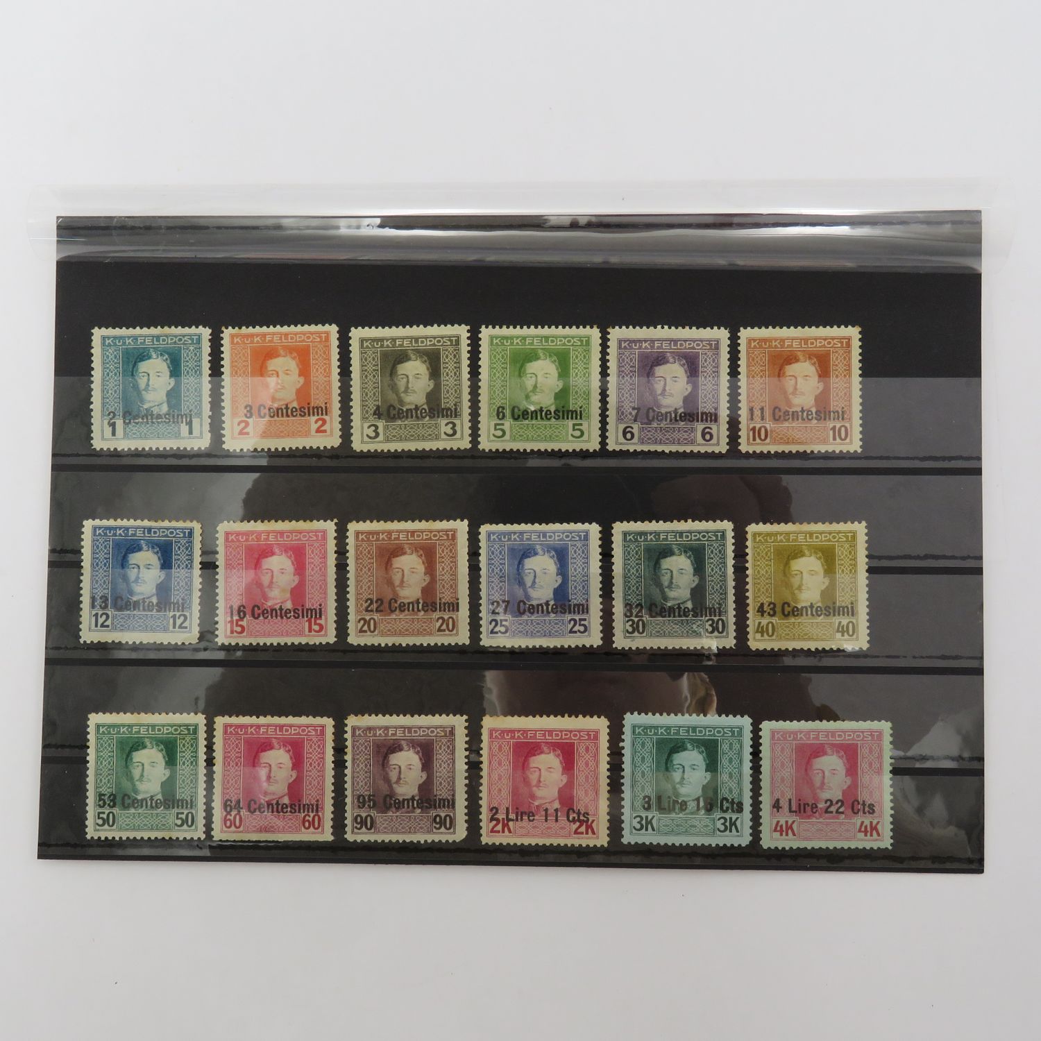 Austria K.U.K. Feldpost WW1 overprinted set of 18 stamps - mint hinged