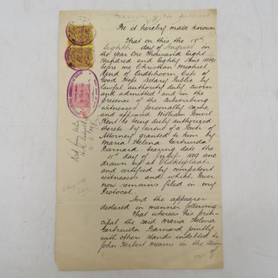 Deed of transfer to MHB Barnard - farms Kruisrivier and Waterkloof - Oudtshoorn 1889