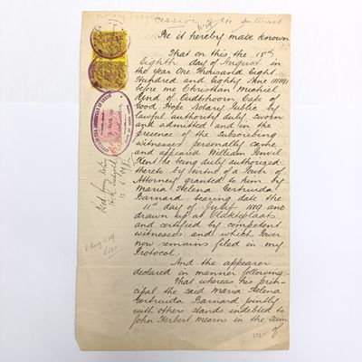 Deed of transfer to MHB Barnard - farms Kruisrivier and Waterkloof - Oudtshoorn 1889