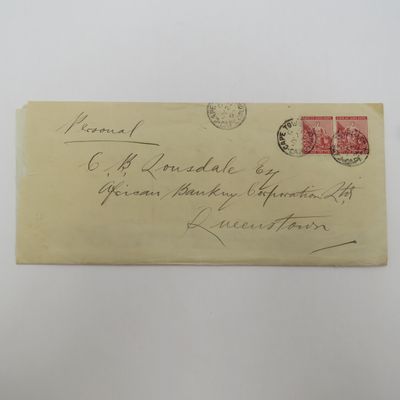 1893 Postal cover Cape Town to Queenstown with 2 Cape of Good Hope One penning stamps