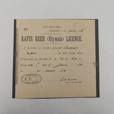 1896 Ladysmith Kafir Beer License