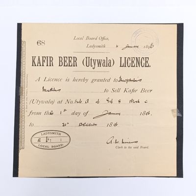 1896 Ladysmith Kafir Beer License