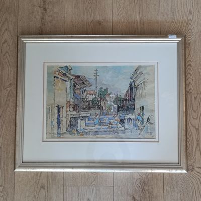 Original Gregoire Boonzaaier 1976 ''The Seven Steps, District Six'' watercolour painting with glass in frame
