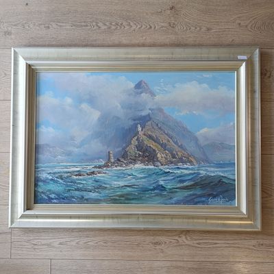 Gabriel de Jongh landscape oil painting of Cape point in frame