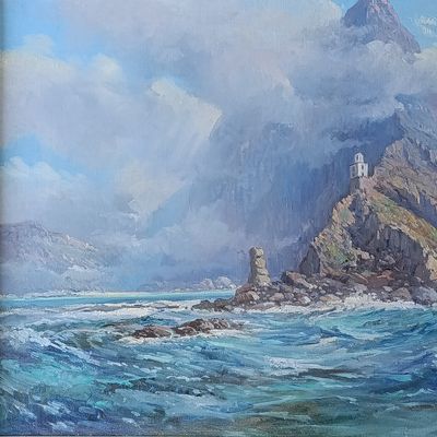 Gabriel de Jongh landscape oil painting of Cape point in frame