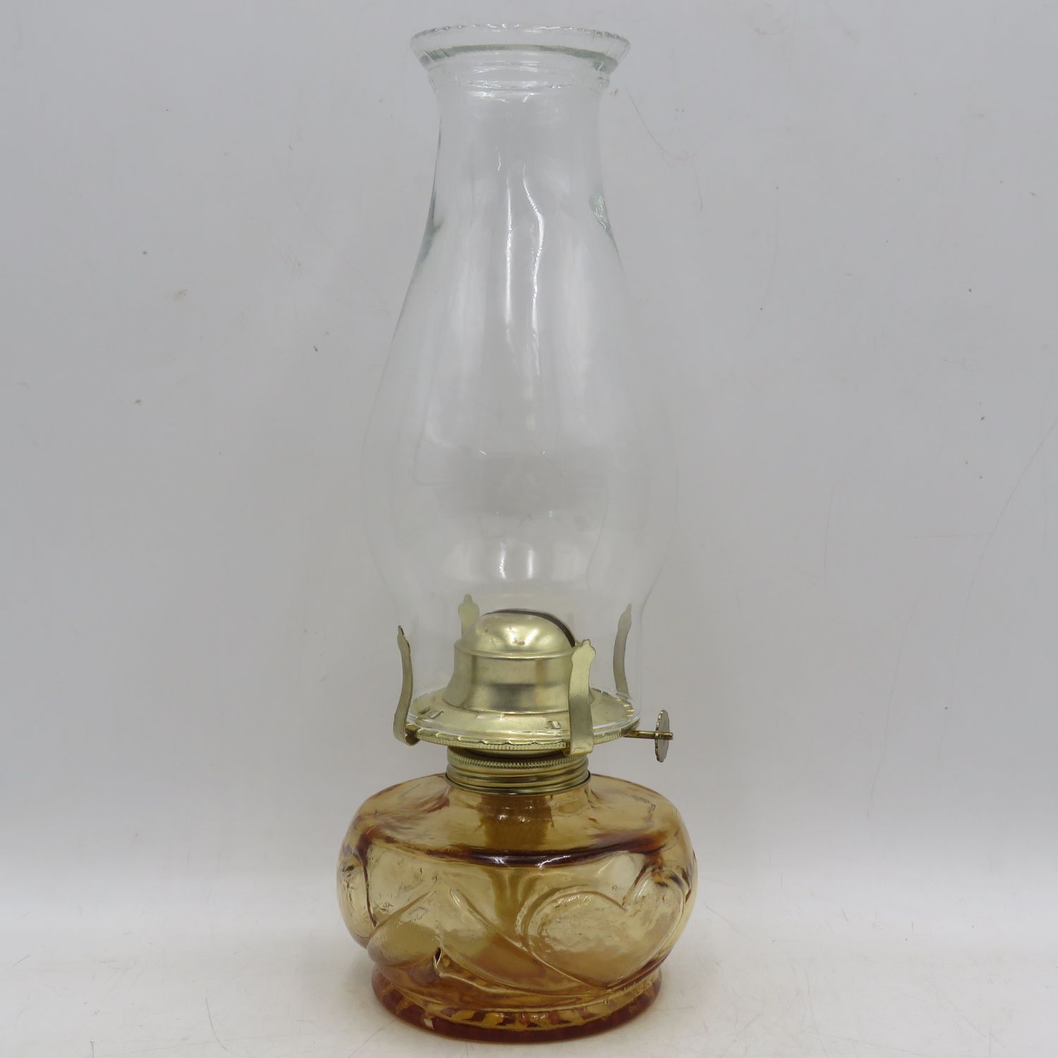 Vintage style deep orange glass oil lamp with glass funnel