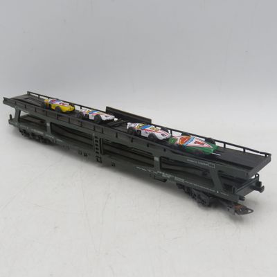 Lima Deutsces Bahn Mercedes car transporter with tinplate racing cars - HO Scale
