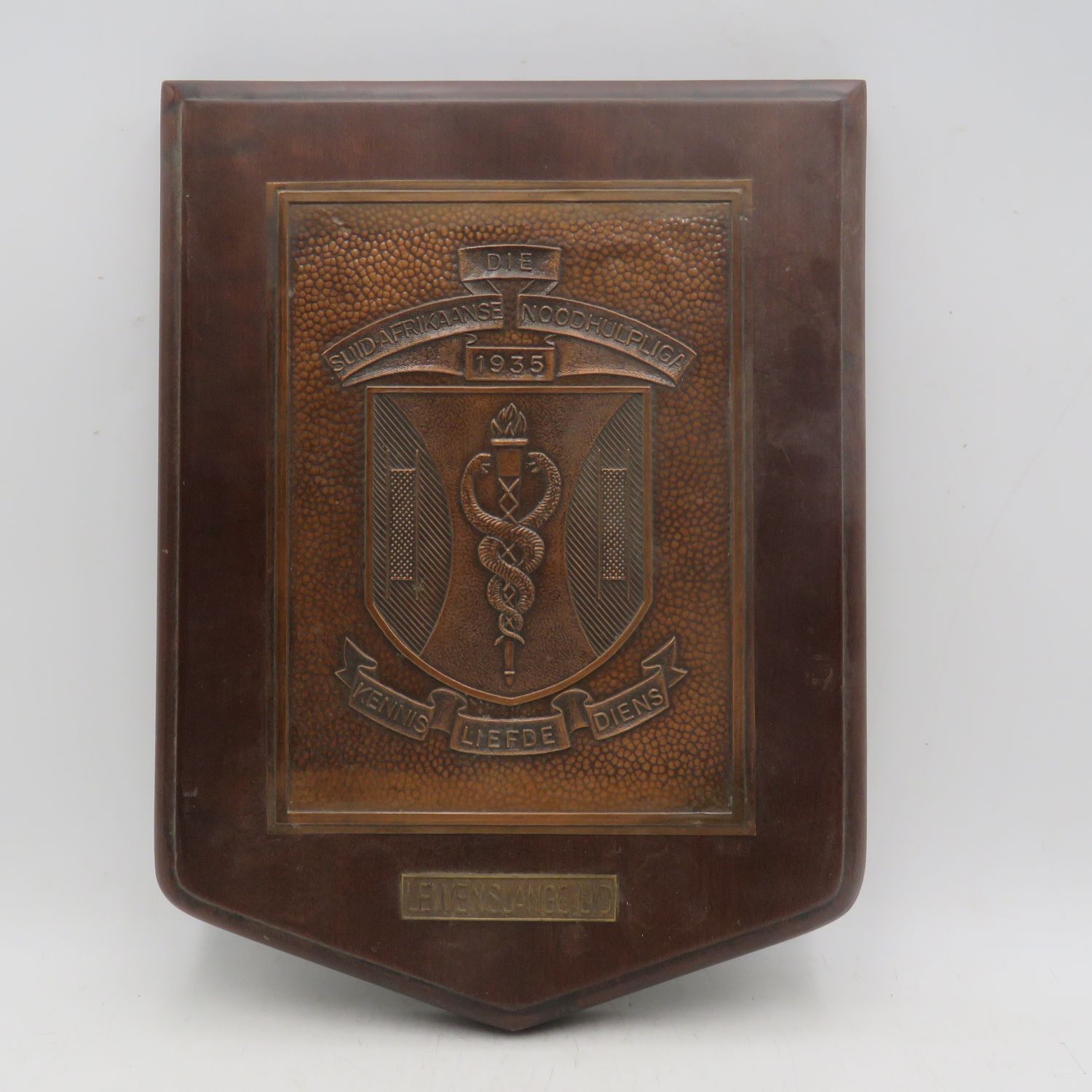 Suid-Afrikaanse Noodhulpliga Life-long member plaque