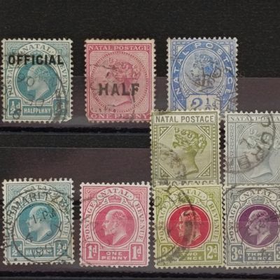 Lot of 15 Natal stamps including high catalogue value SACC 94