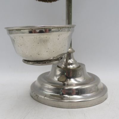 Vintage Shaving mirror stand with shaving brush - one side mirror cracked