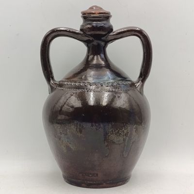 Antique salt glaze stoneware jug with lid - Circa late 18th Century