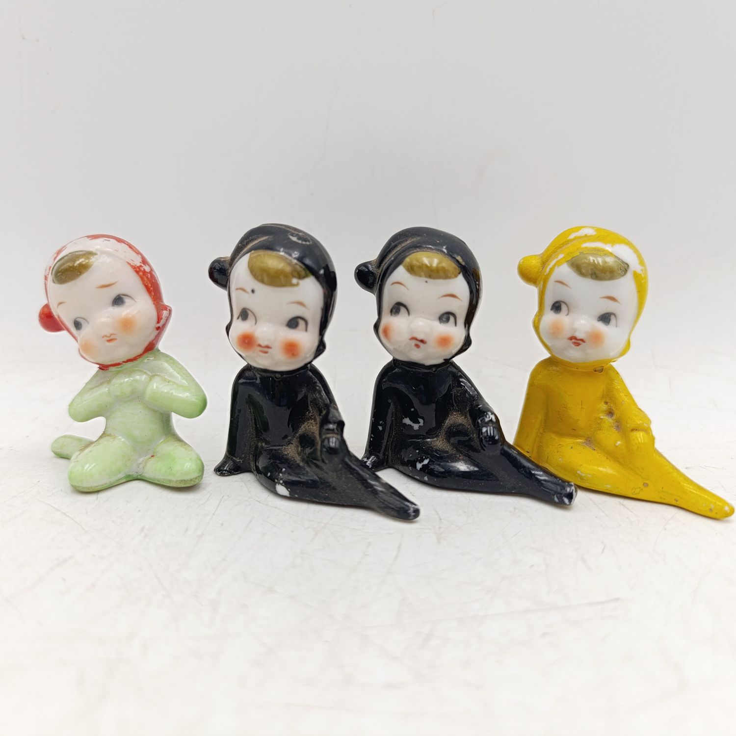 Set of 4 Vintage Ceramic pixie elf figurines - circa 1940's
