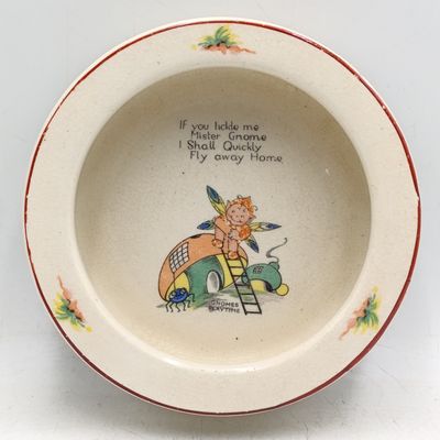 Vintage Gnomes Playtime porcelain childrens bowl