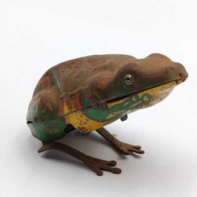 Pair vintage German mechanical toys - Frog and bird - not working