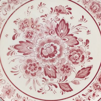 Vintage Red Delft floral porcelain sideplate