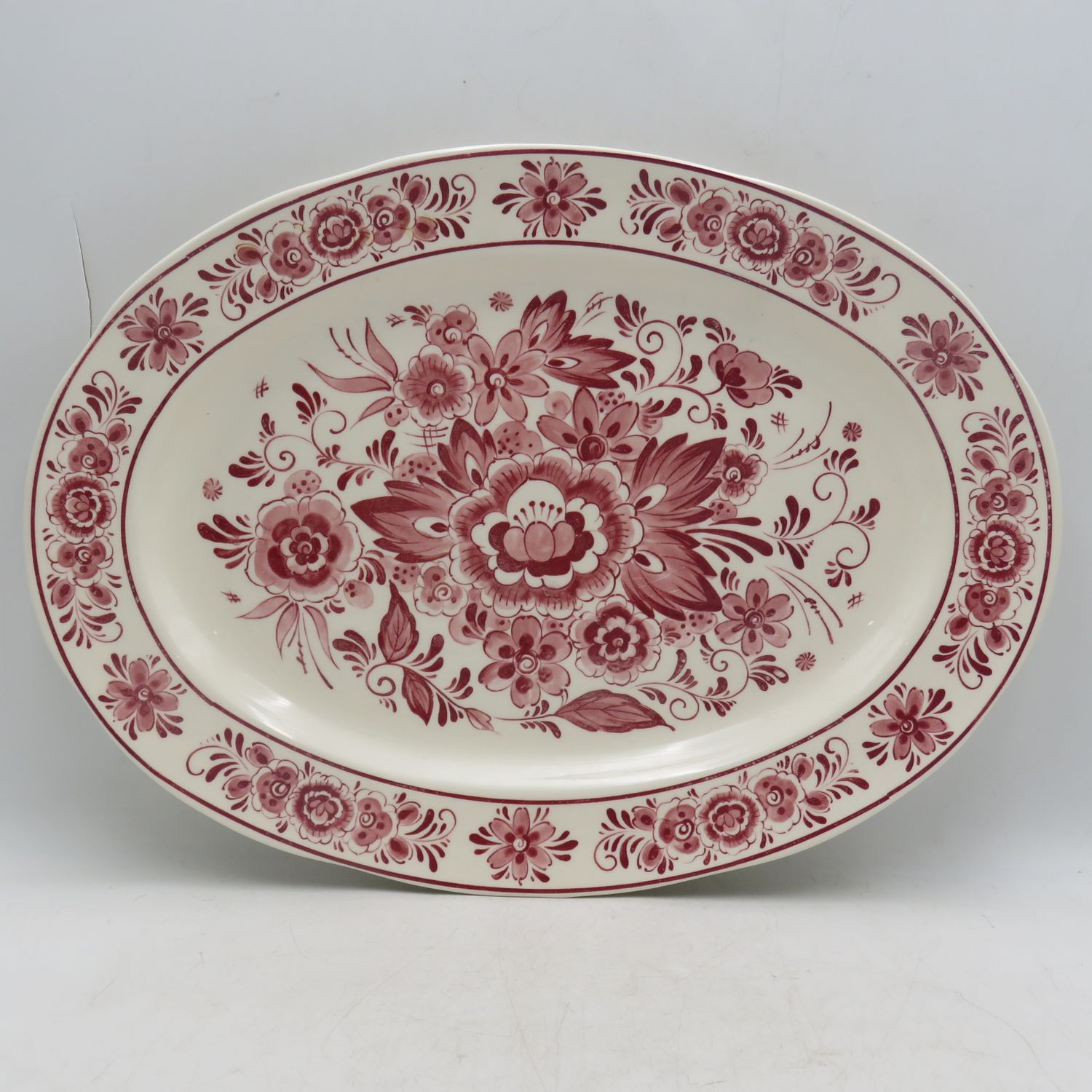 Vintage Royal Crown Delft floral pattern porcelain oval platter