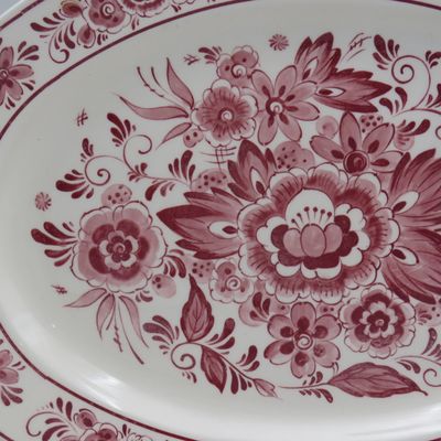 Vintage Royal Crown Delft floral pattern porcelain oval platter