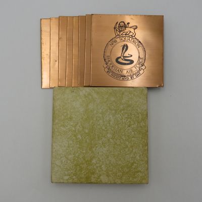Set of 8 Rhodesian Air Force Squadron copper coasters