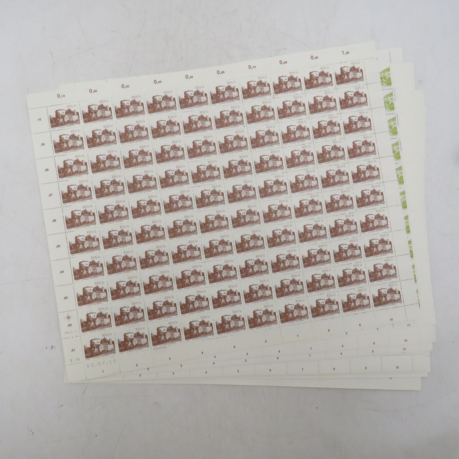 RSA SACC515-531 - Full mint sheet first issue 1 cent to R2 - Buildings