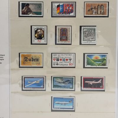 West German album with 48 mint stamps 1980 + Posthorn issue of 14 First day use stamps