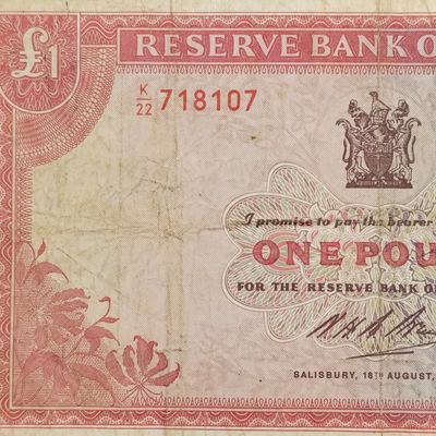 Rhodesia 18 August 1967 One Pound banknote