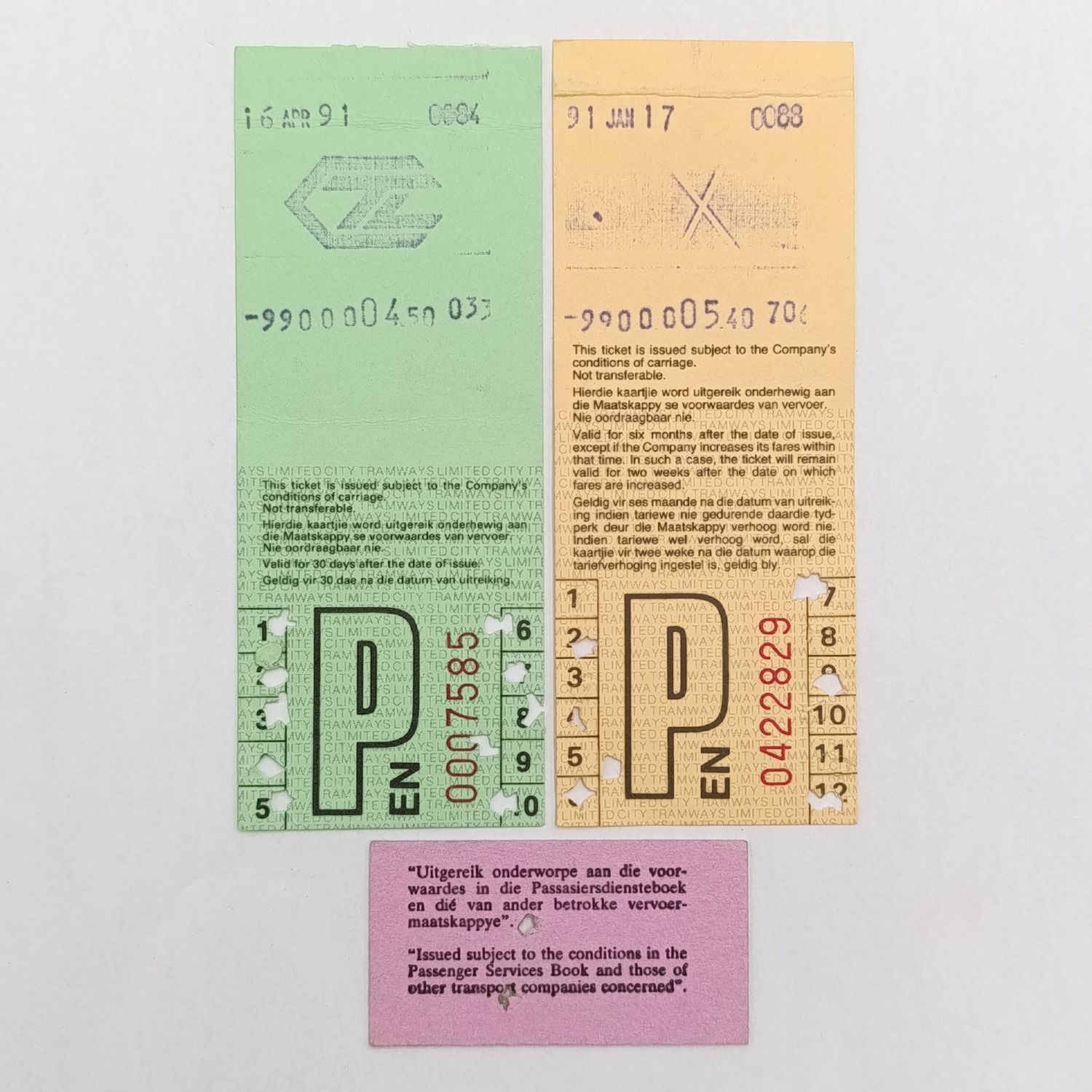 Lot of 3 railway tickets from 1991