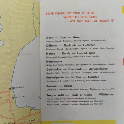SWA Etosha vintage Map