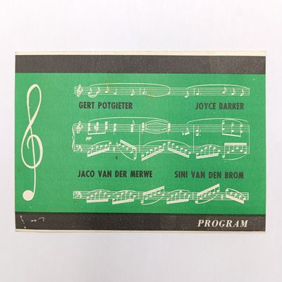 Programme for Gert Potgieter and others singing in Windhoek 1969