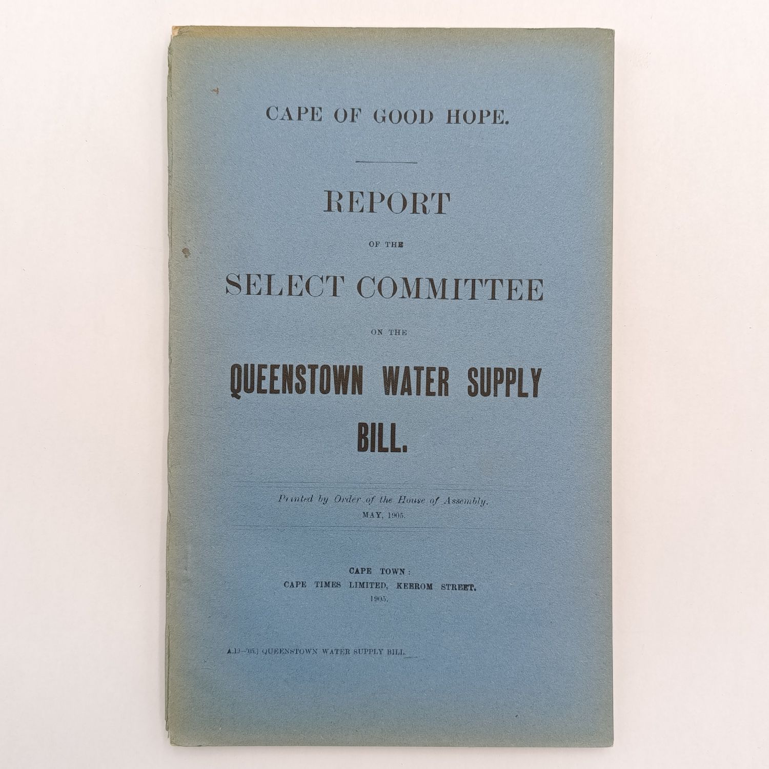 Cape of Good Hope report - Queenstown water supply bill 1905