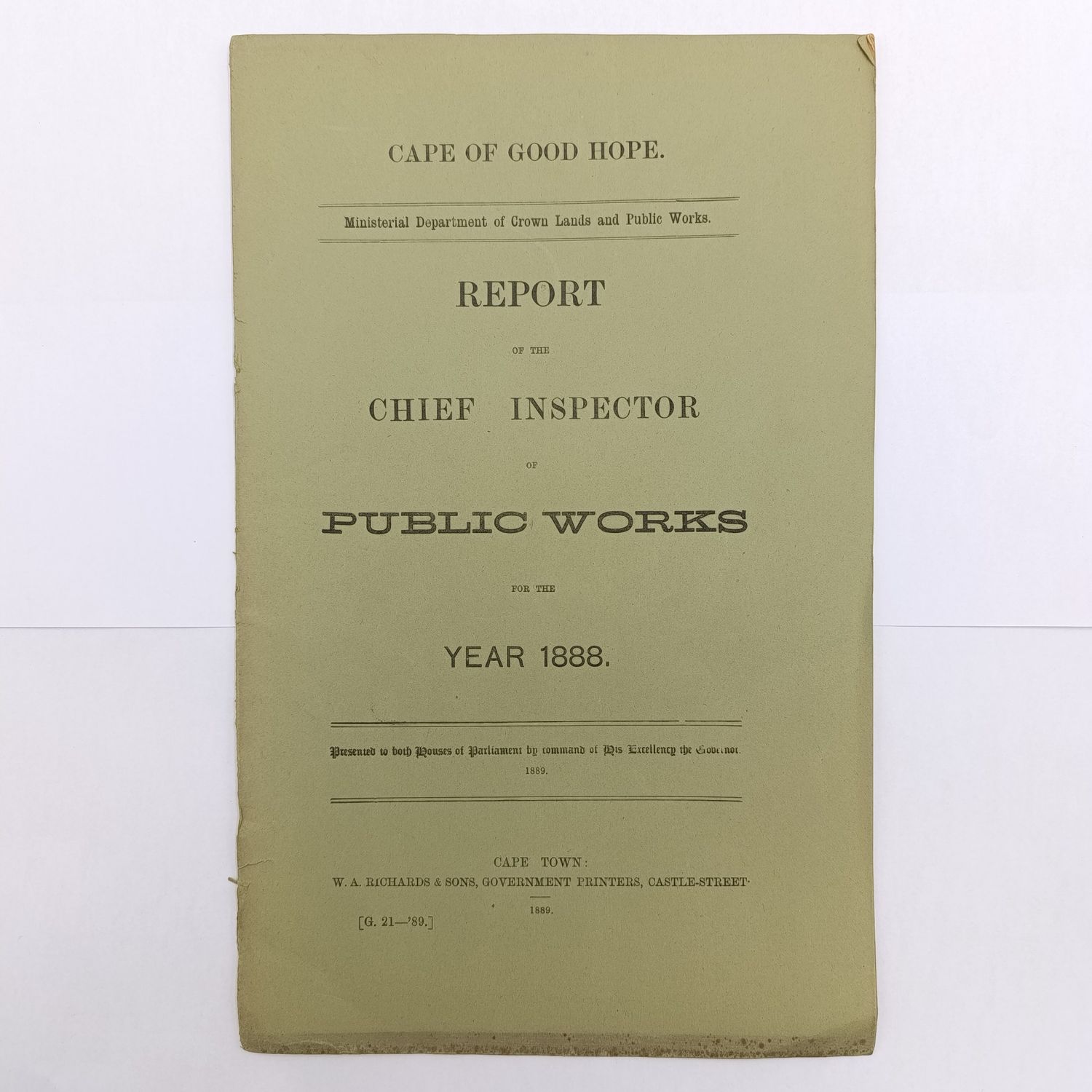 Cape of Good hope report 1888 - chief inspector of public works